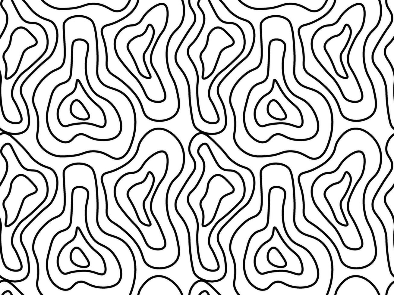 Seamless vector pattern of abstract continuous single line. One line art, geometry, wave, doodle