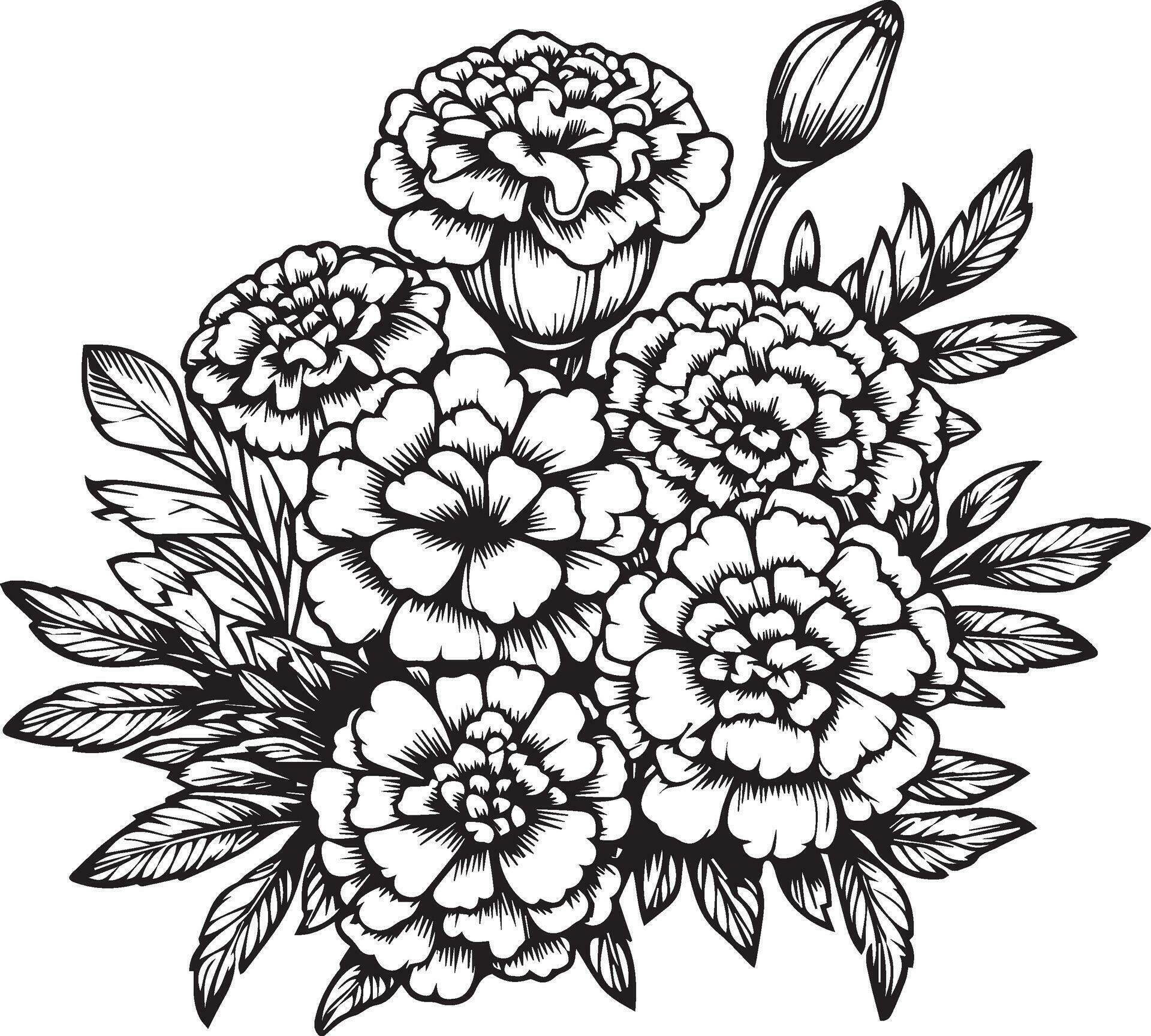 Relaxation flower coloring pages for adults, tropical unique flower