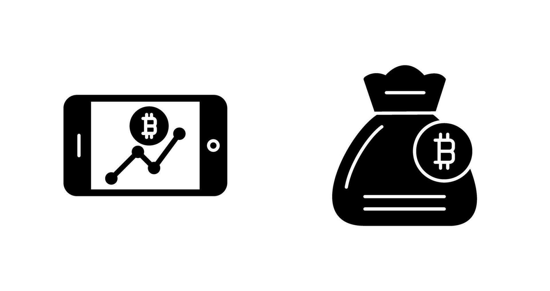 línea gráfico y dinero bolso icono vector