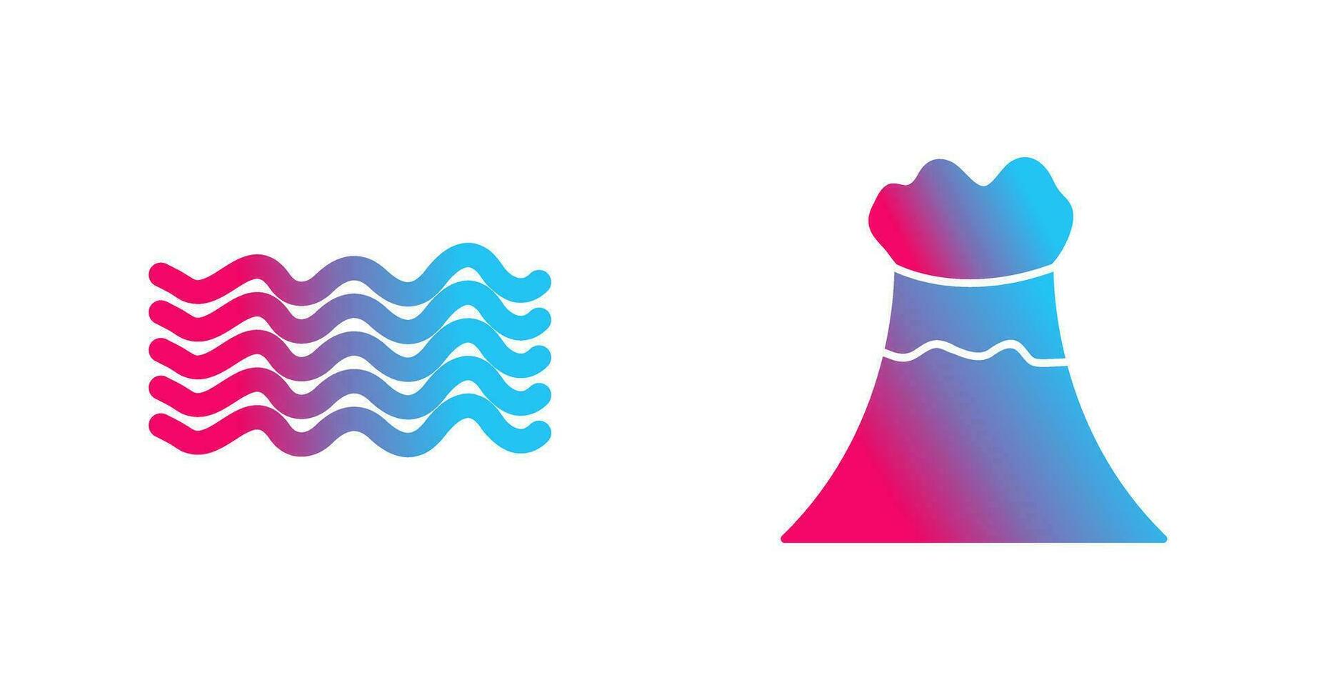 magnetic waves and volcano Icon vector