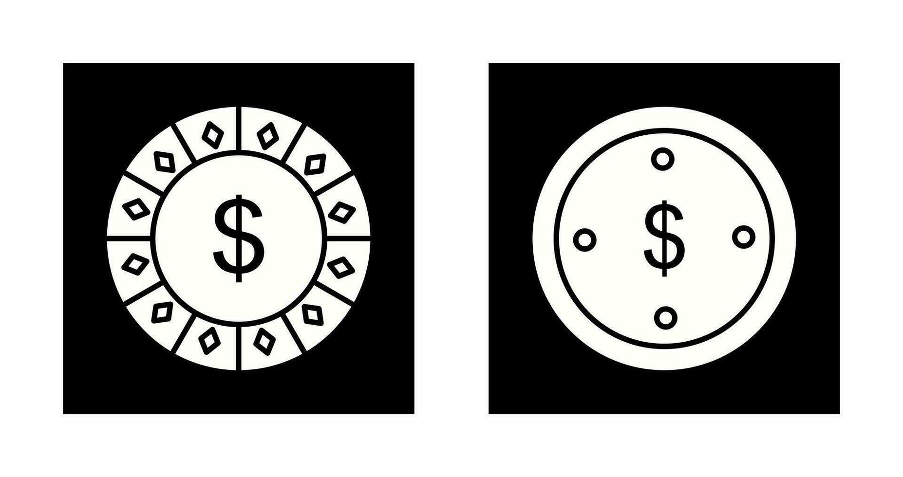 dollar chip and dolllar coin Icon vector