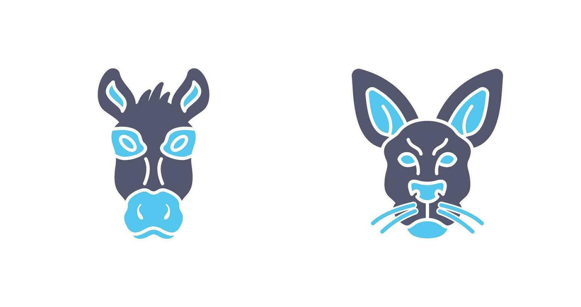 Donkey and Kangaroo Icon vector