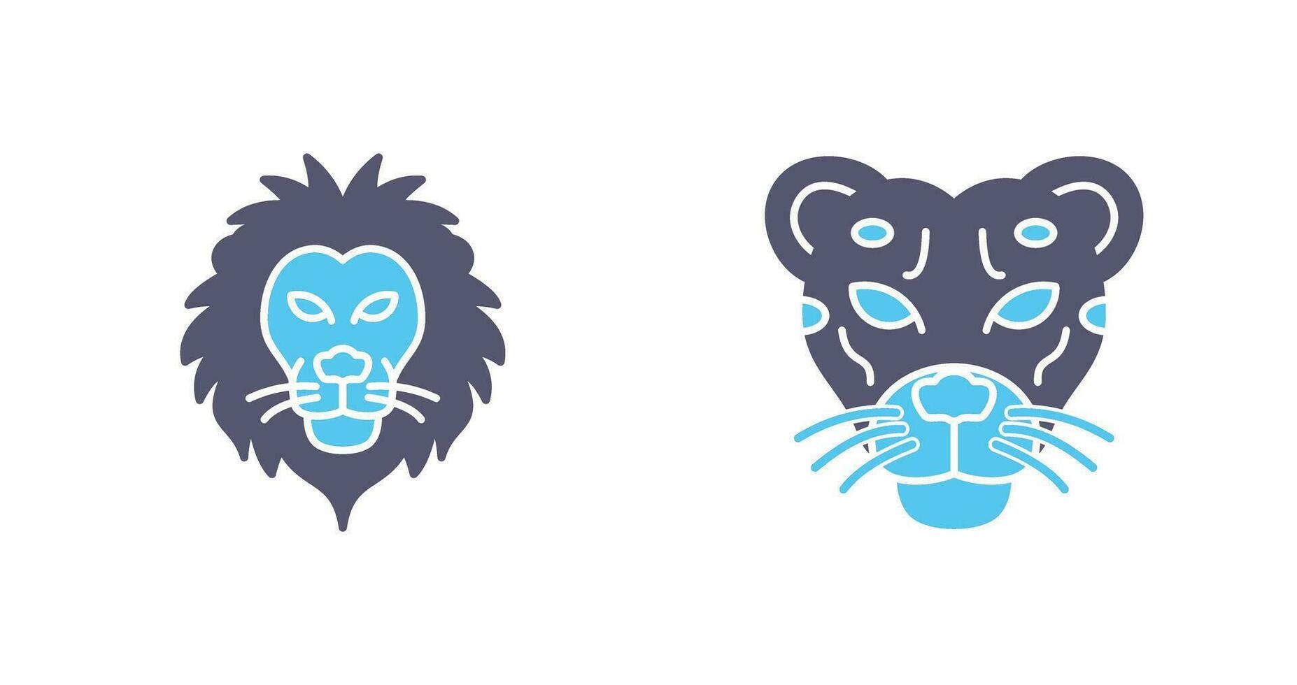 león y leopardo icono vector