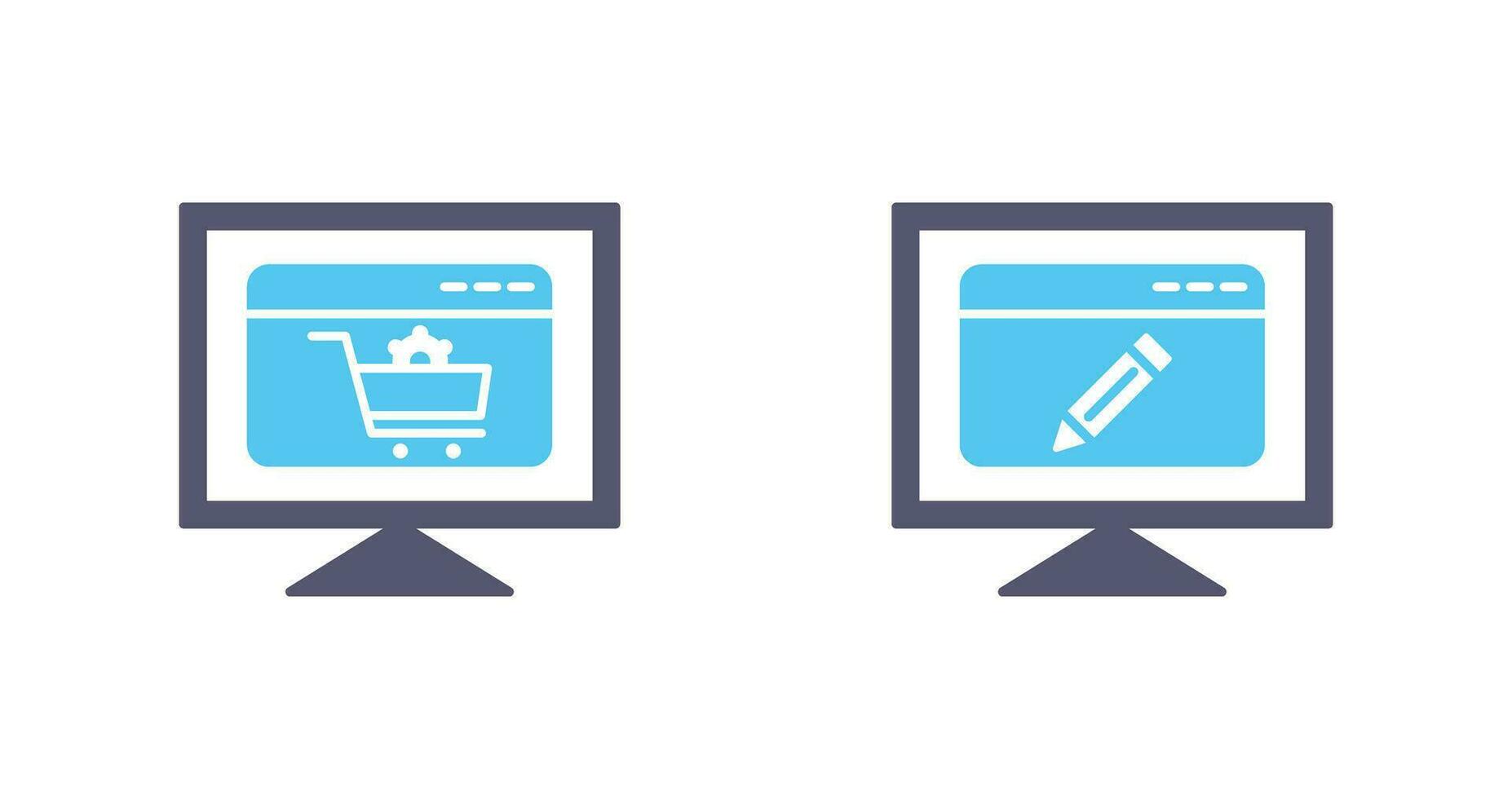 e commerce setting and edit webpage Icon vector