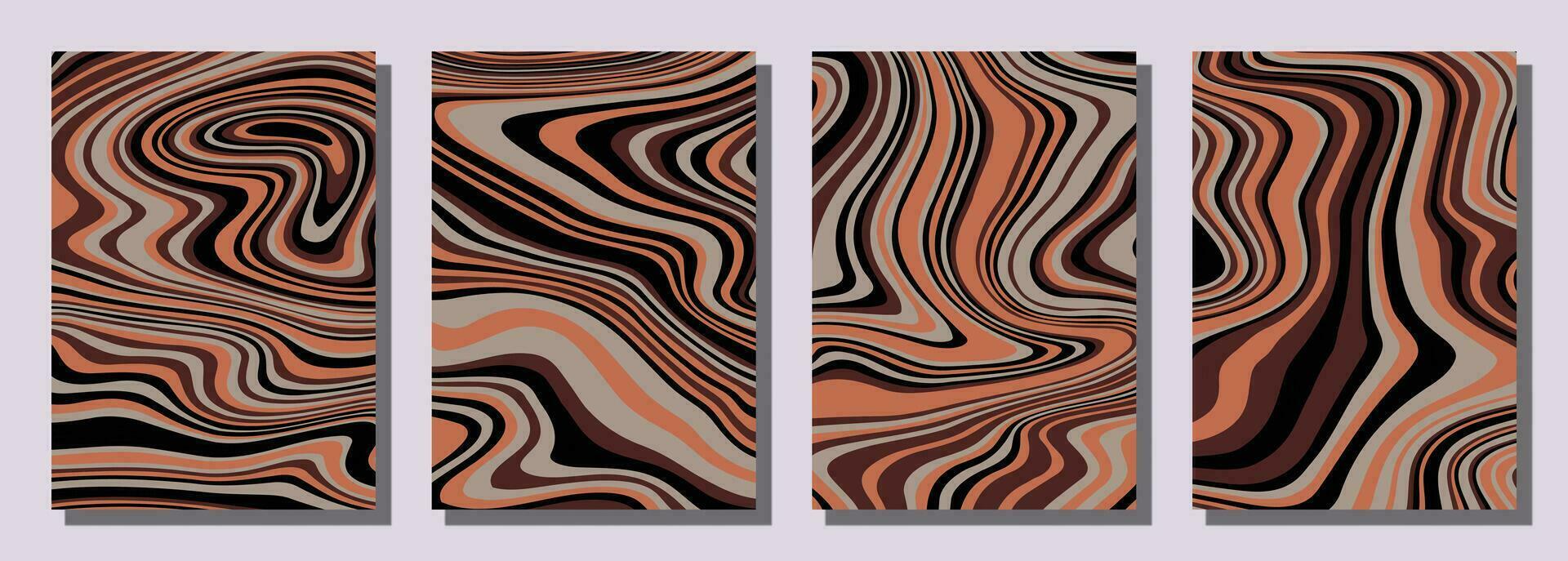 Abstract psychedelic groovy set background. vector