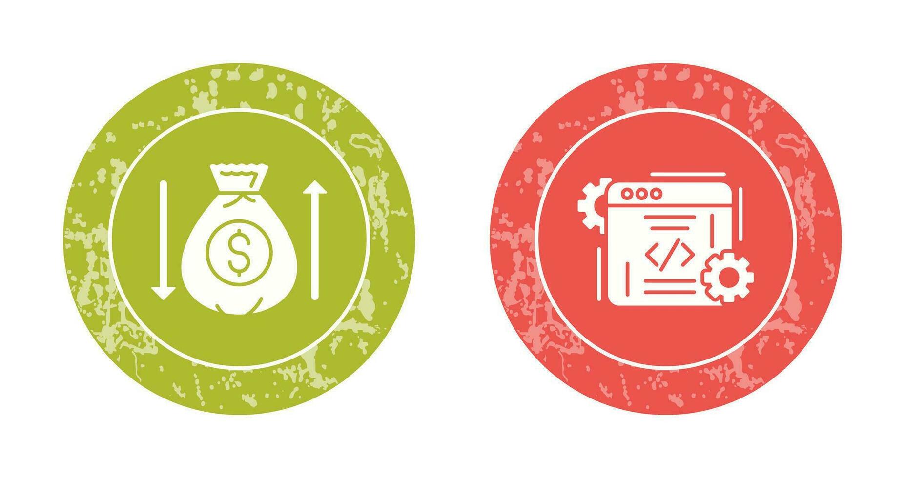 dinero bolso y codificación icono vector