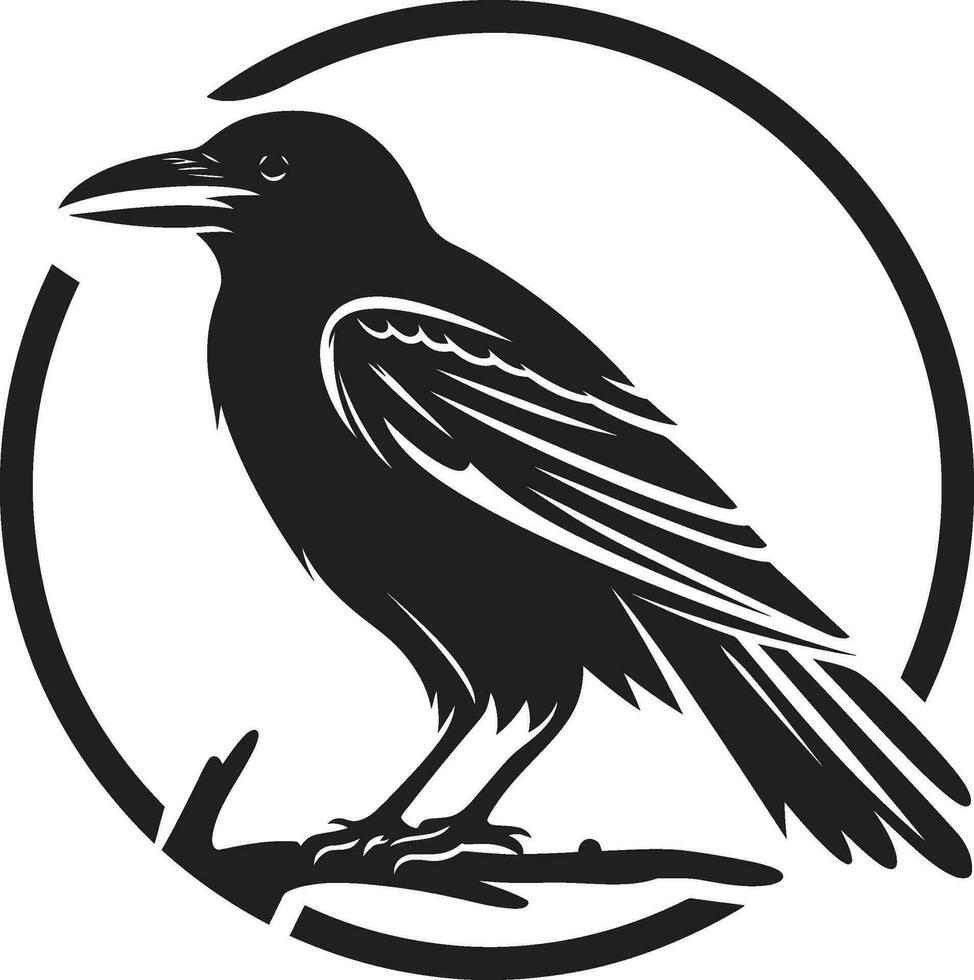 Premium Black Raven Insignia Intricate Crow Graphic Badge vector