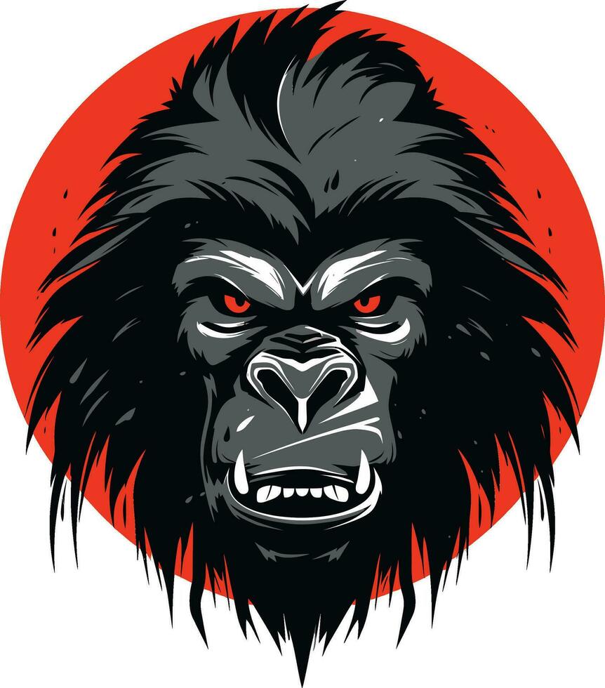 Modern Baboon Silhouette Flat Design Monkey Badge vector