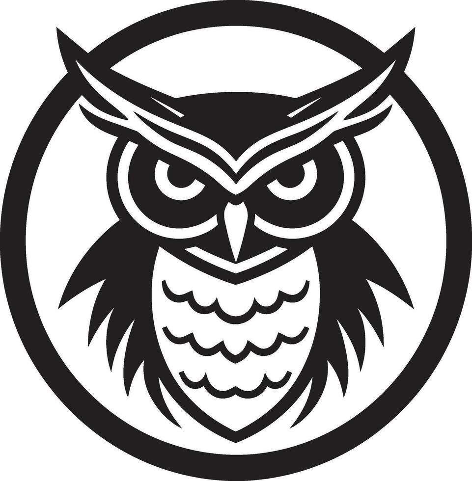 Wise Old Owl Symbol Abstract Nighttime Owl Icon vector