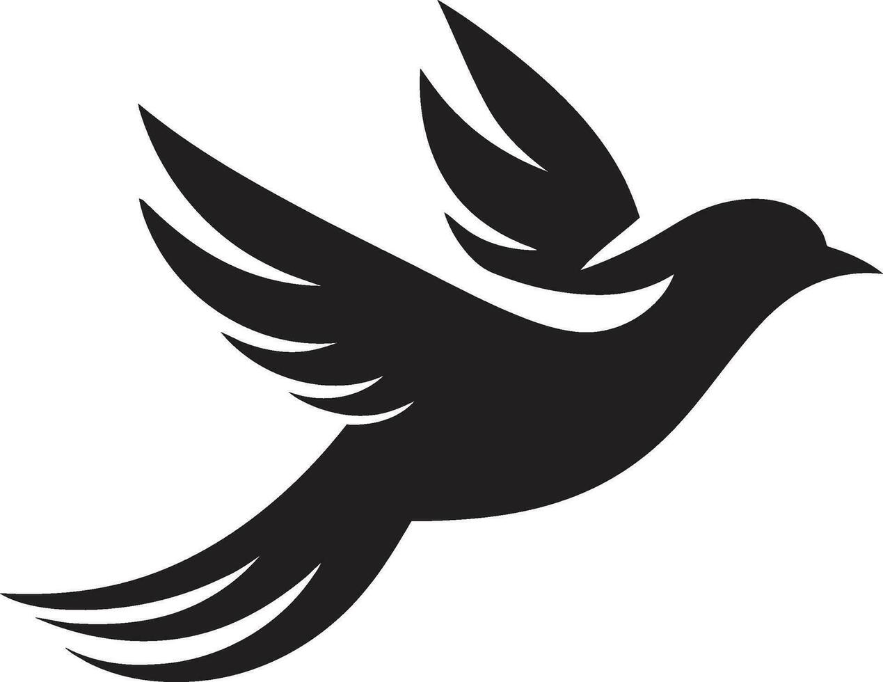 Feathered Monochrome Emblem Ravens Flight Icon vector