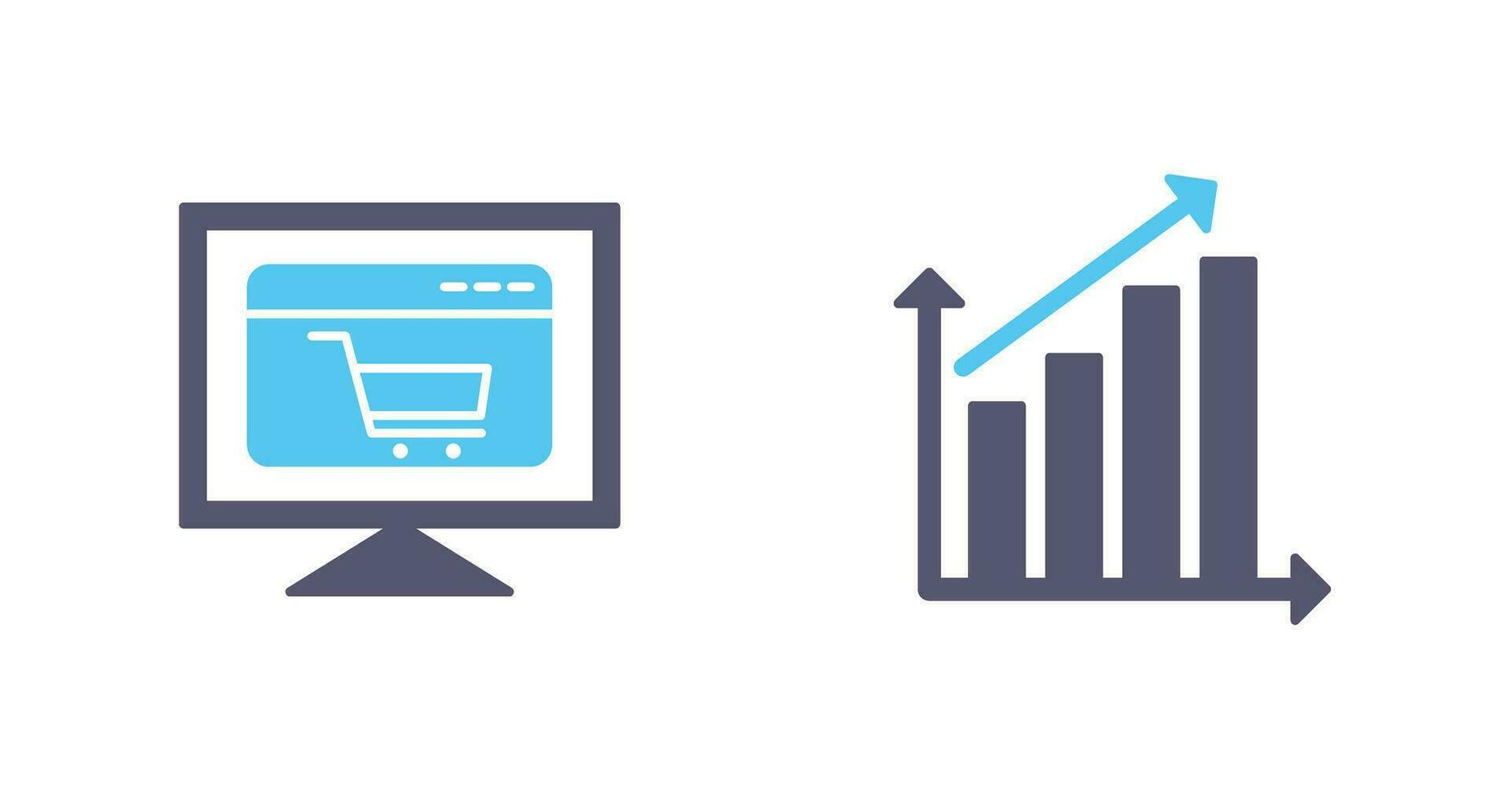 ecommerce website and rising statistics Icon vector