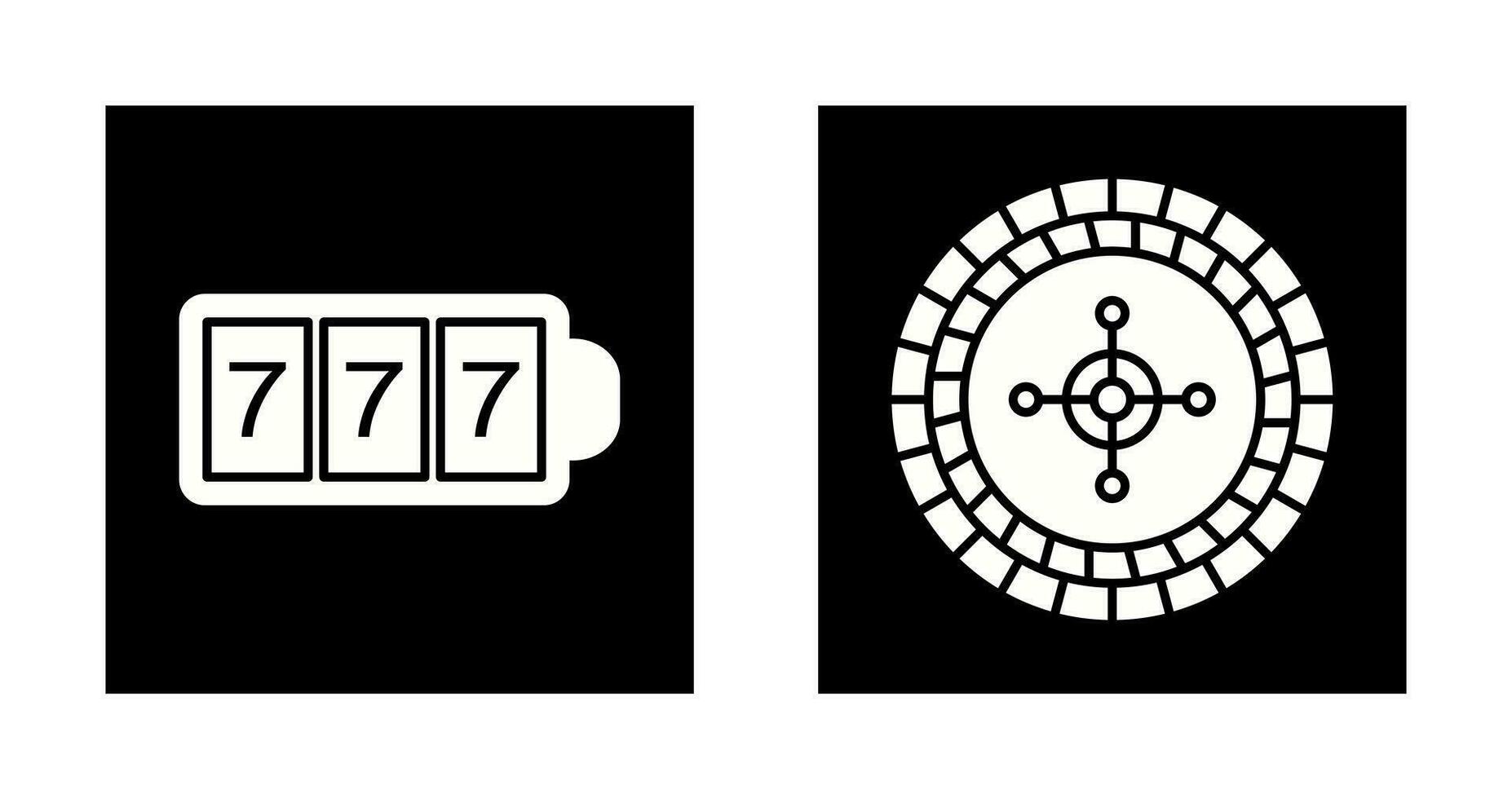 slot machine with sevens and roulette  Icon vector
