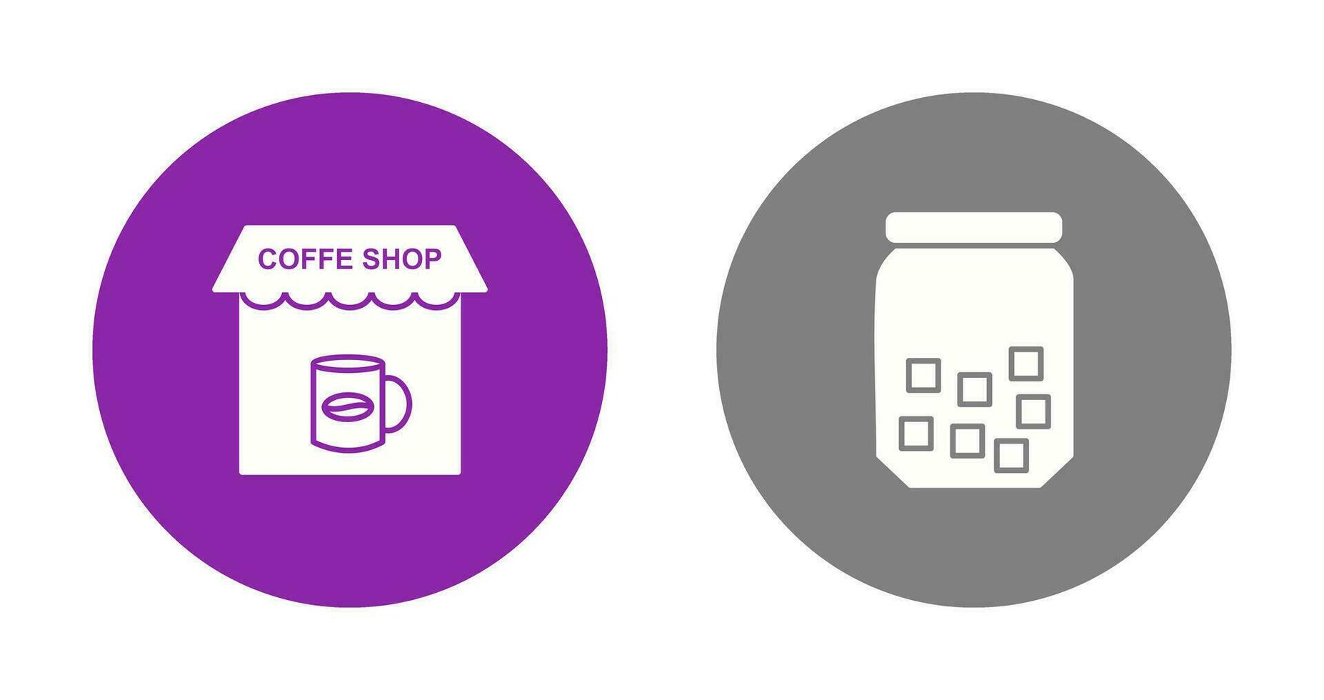 café tienda y azúcar botella icono vector