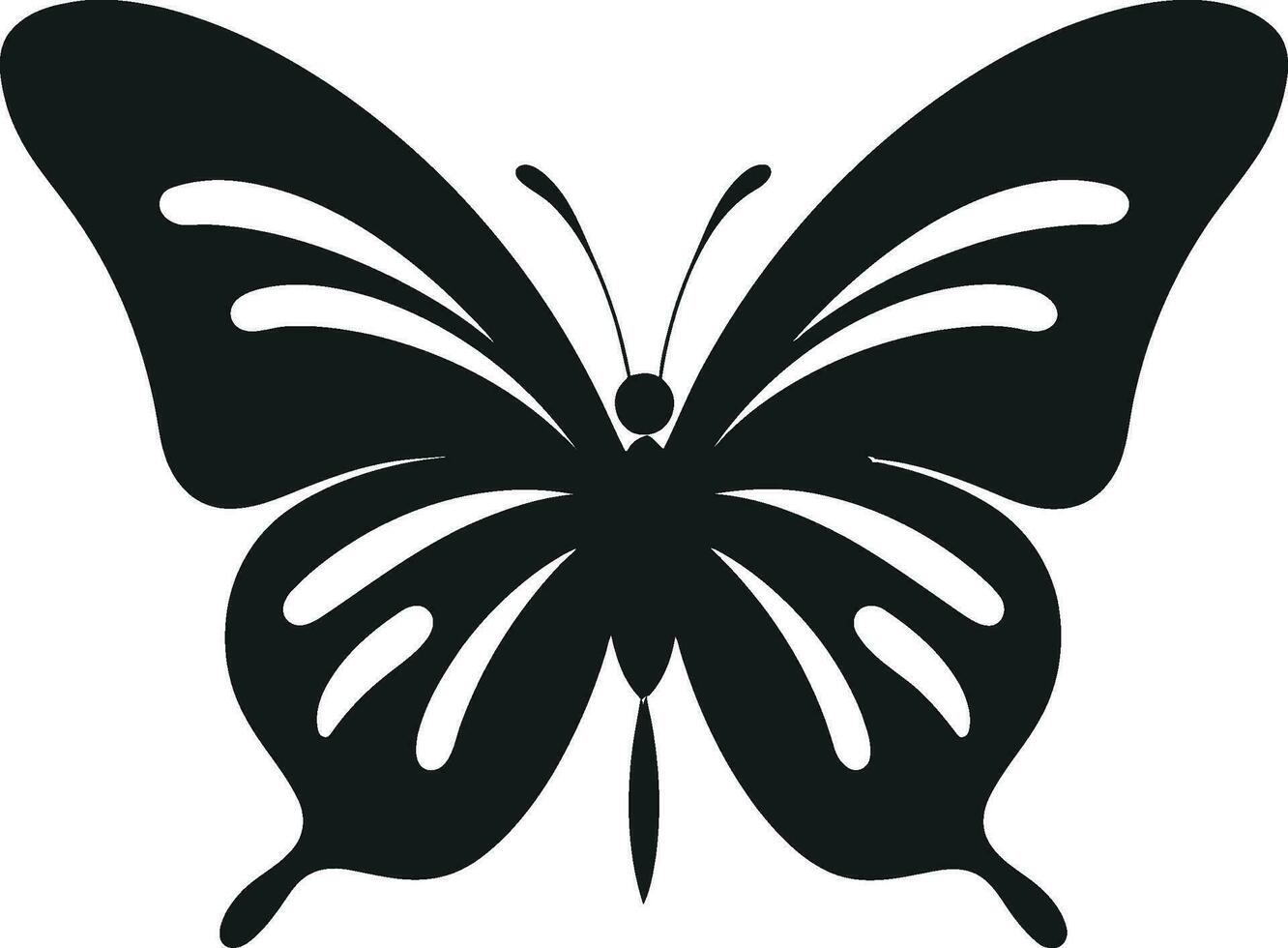 Inky Black Wings Graceful Majesty Unique Butterfly Badge Onyx Elegance vector