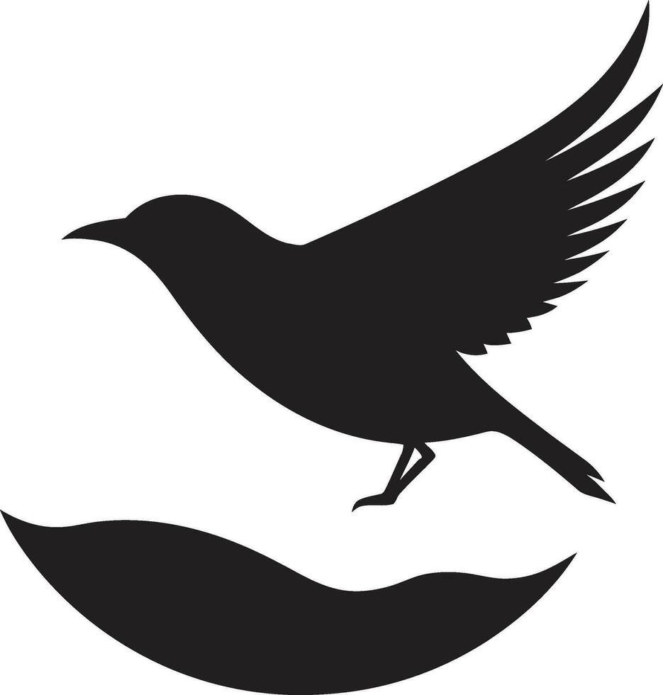 Serene Sparrow Emblem Nighttime Falcon Icon vector