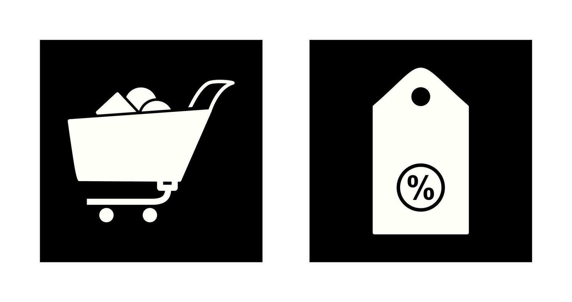 compras carro y descuento etiqueta icono vector