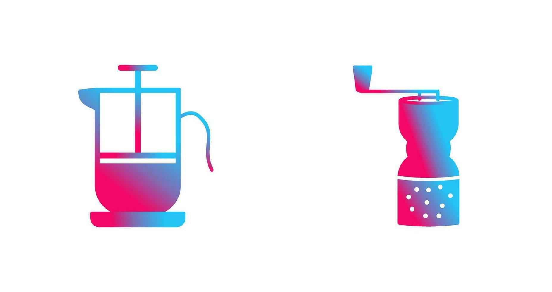 french press and coffee grinder  Icon vector