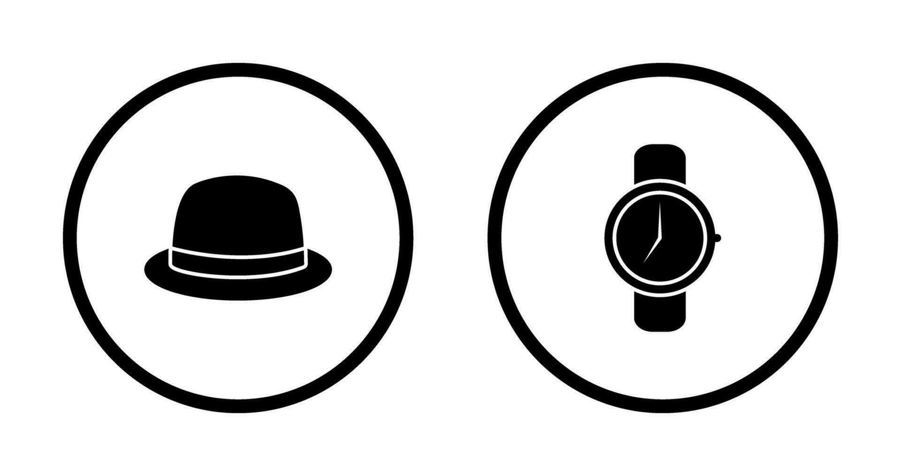 sombrero y reloj icono vector