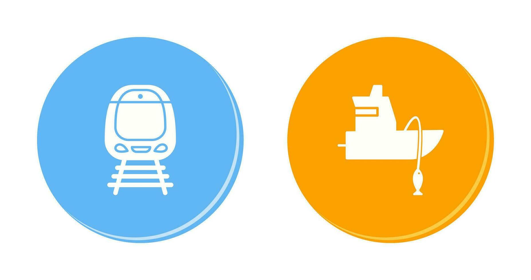 Train and Fishing Boat Icon vector