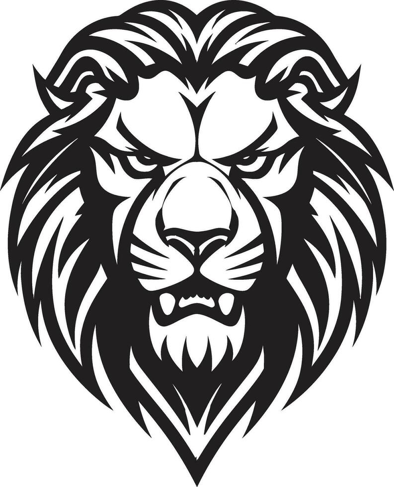 Savage Majesty A Black Lion in Vector Form Dark Beauty Captivating Lion Icon in Vector
