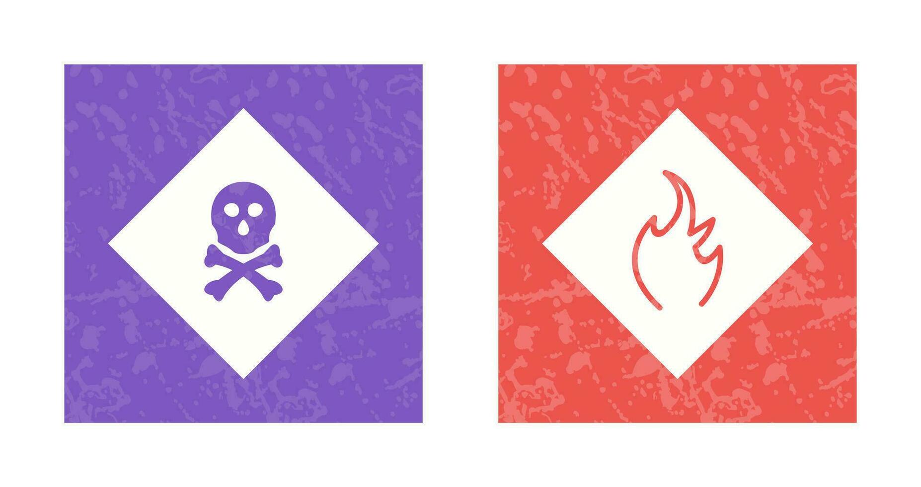 poisonous gas and Danger of flame  Icon vector