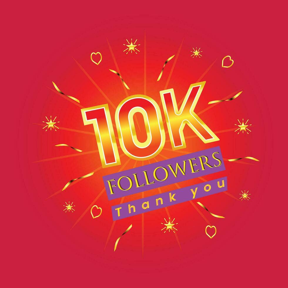 10k followers thank you online template vector
