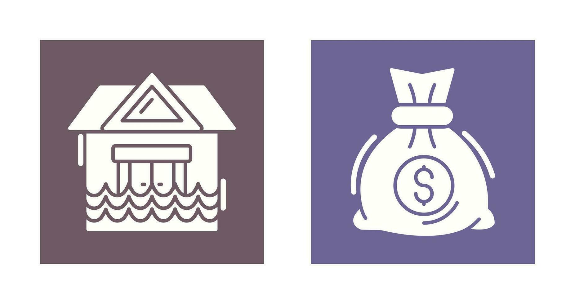Natural Disaster and Money Bag Icon vector