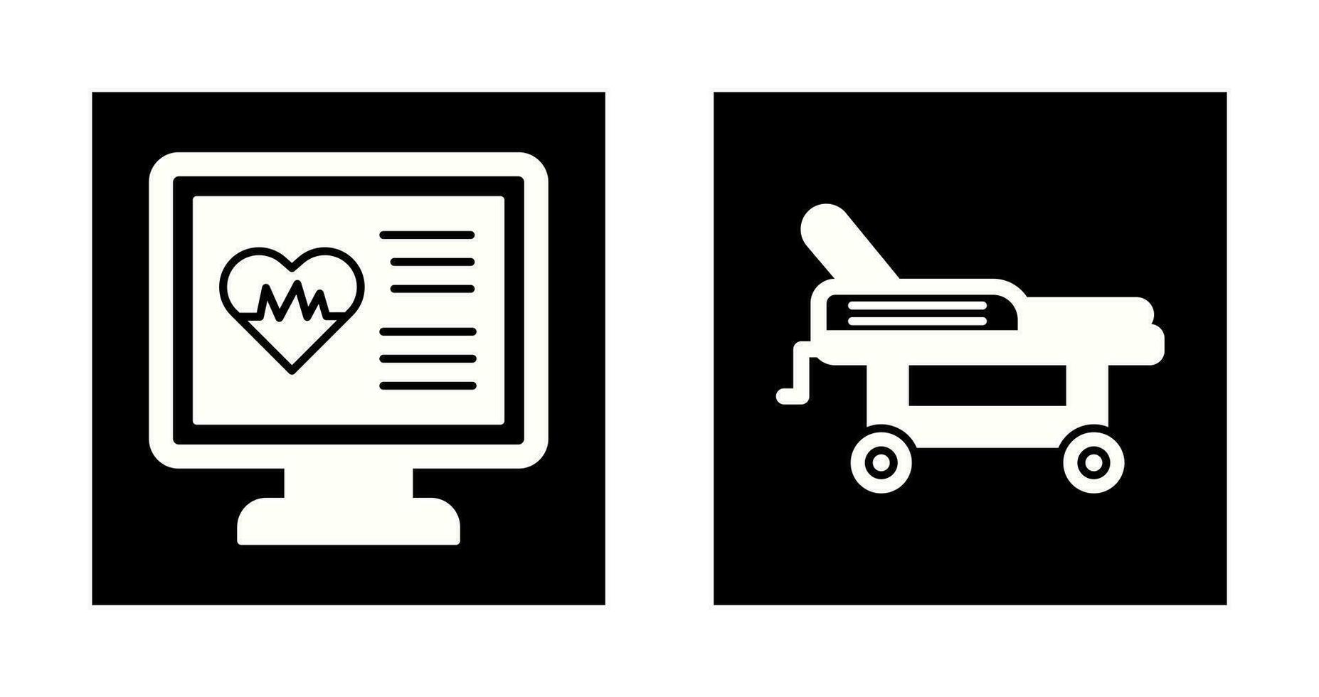 Cardiogram and Hospital Bed Icon vector