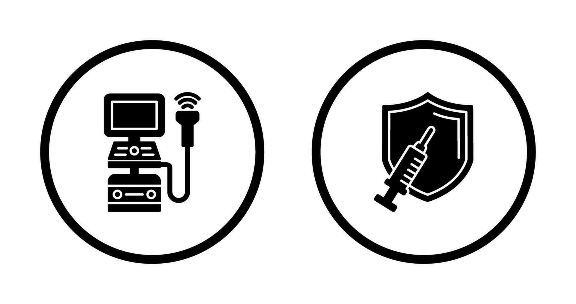 Ultrasound Machine and Vaccination Icon vector