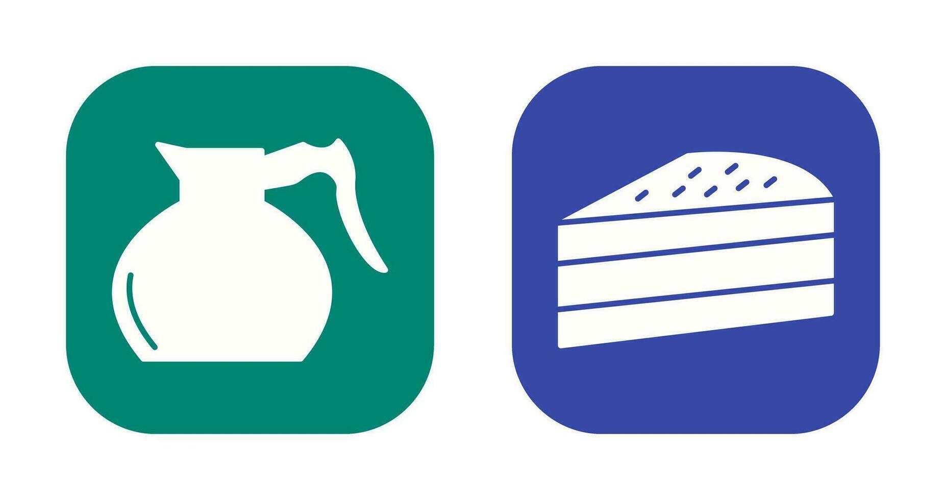 cake slice and coffee pot  Icon vector