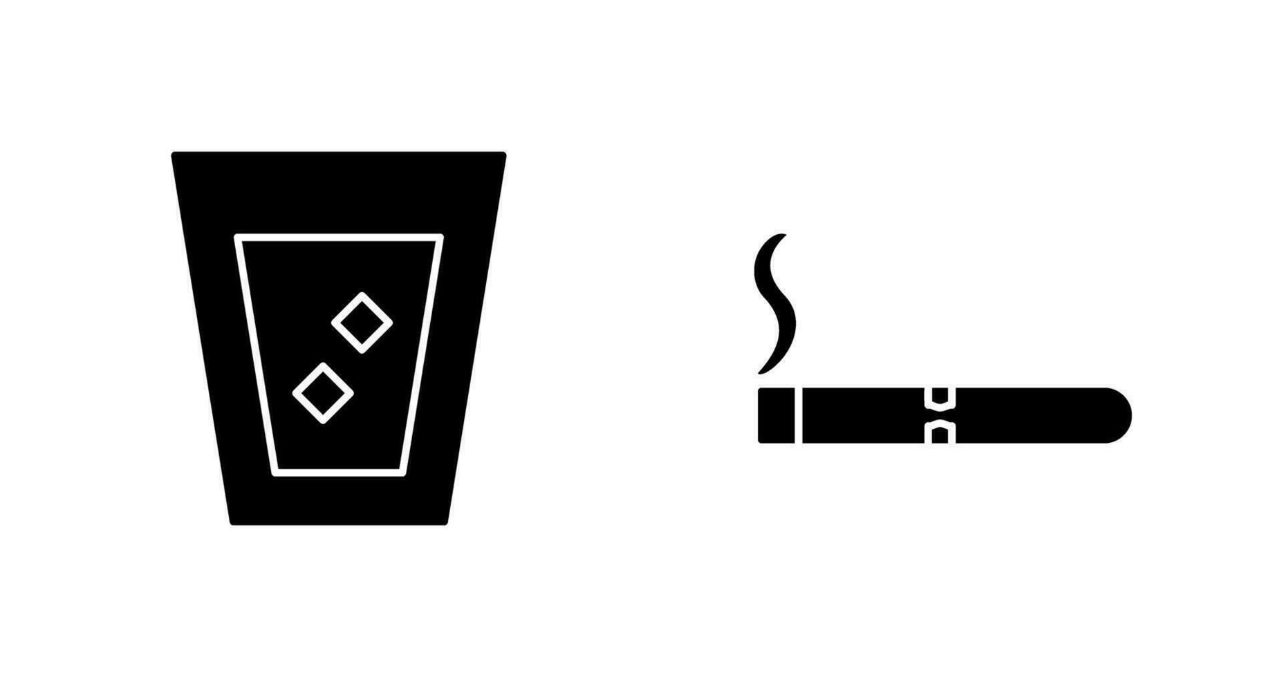 lit cigar and white russian drink  Icon vector