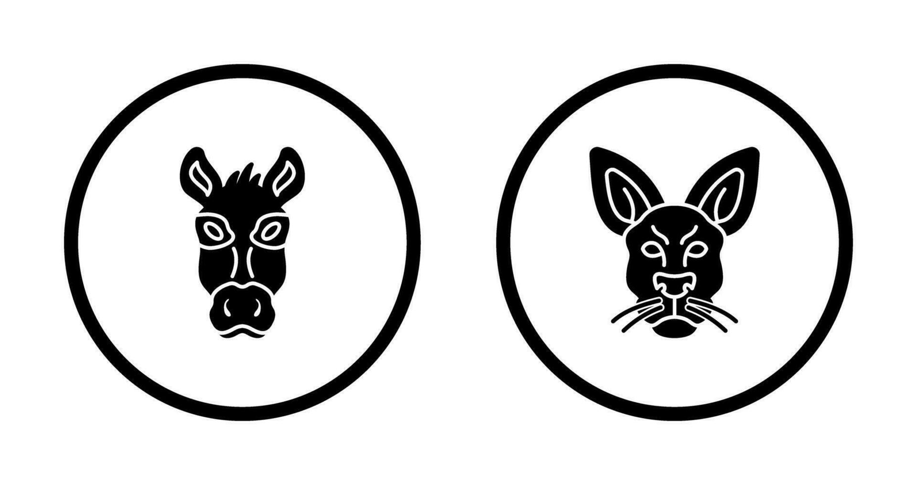 Donkey and Kangaroo Icon vector