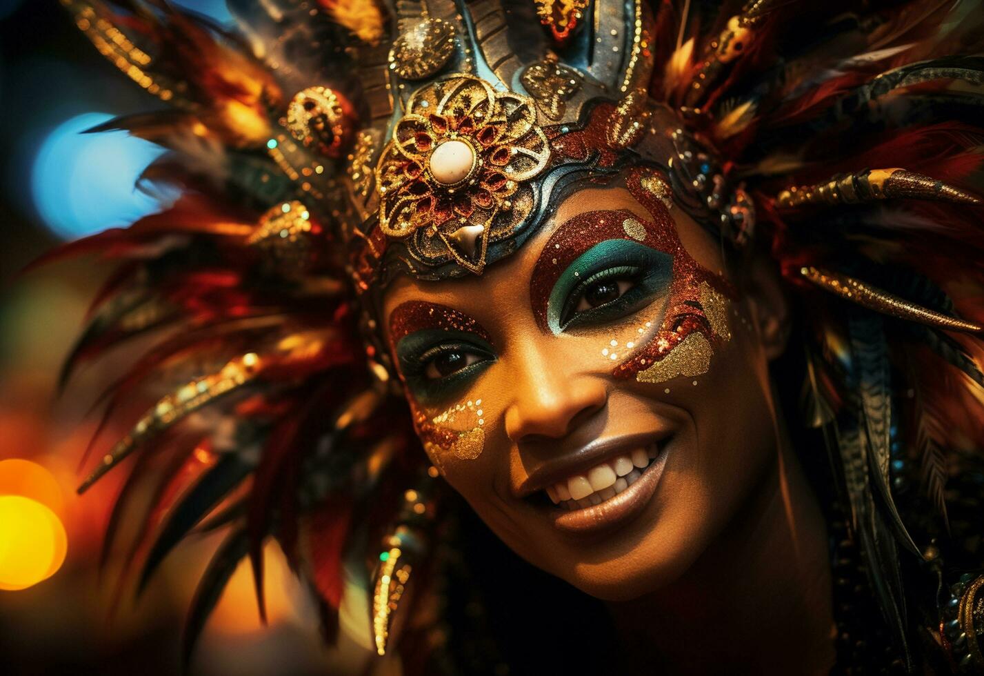 Ai Generative A vibrant collection of images capturing the energy and excitement of Brazil's carnival and samba culture from colorful costumes and masks photo