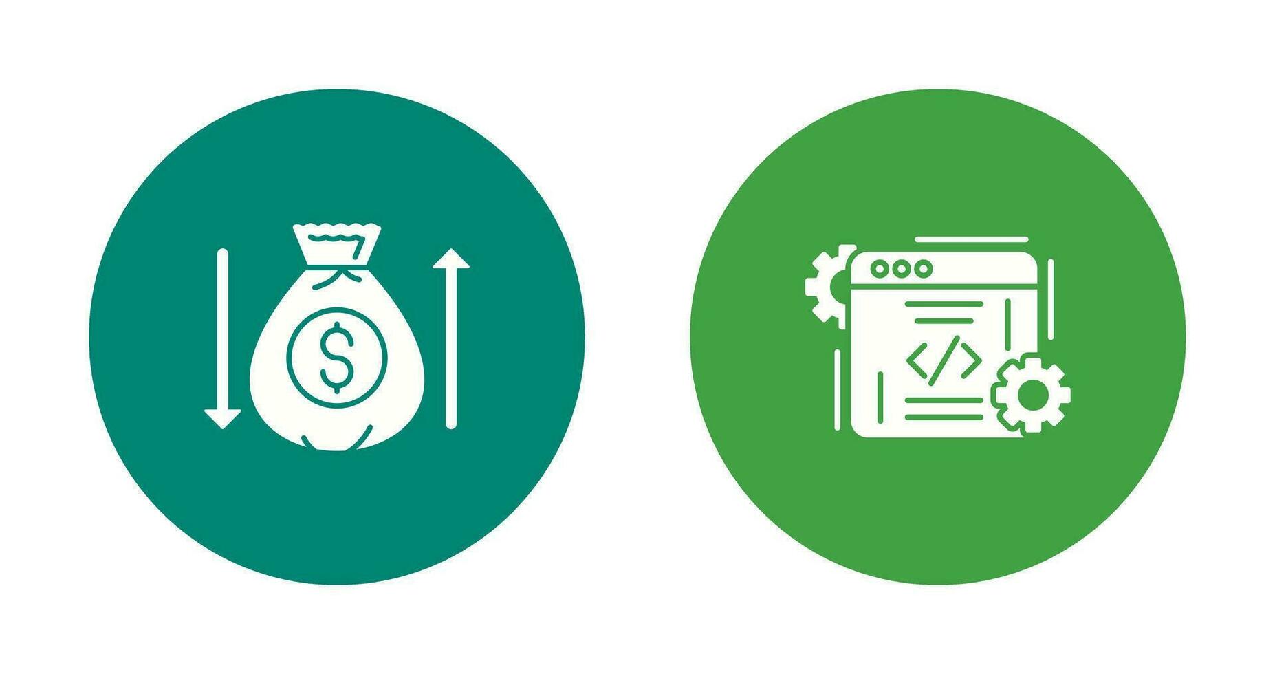 dinero bolso y codificación icono vector