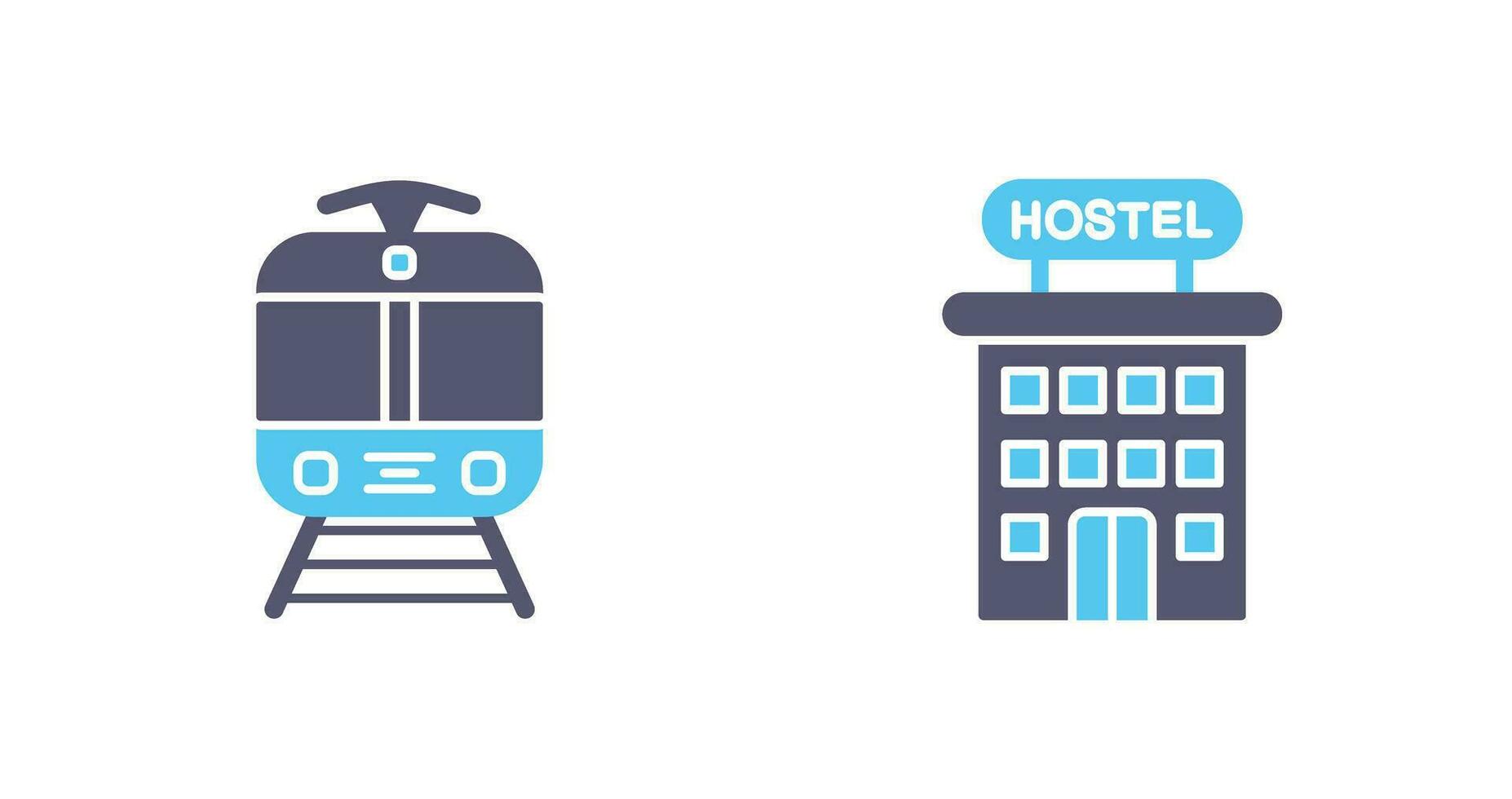 Tram and Hostel Icon vector