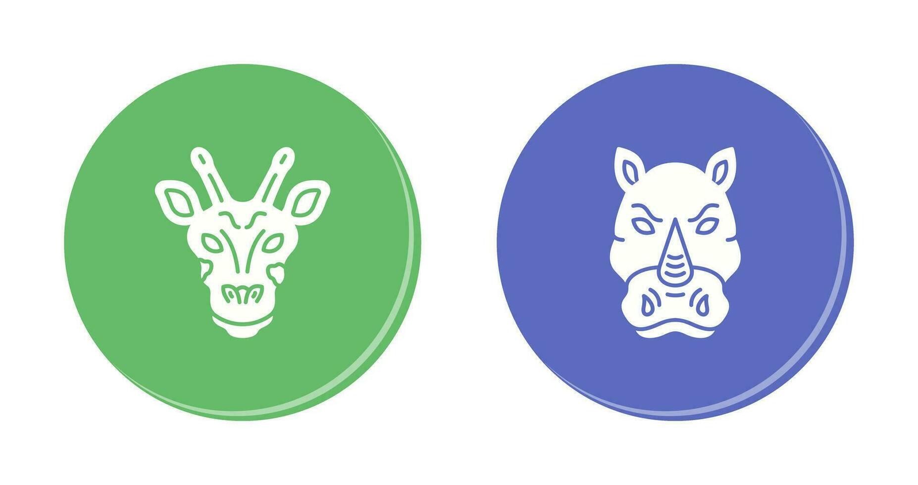 Giraffe and Rhino Icon vector
