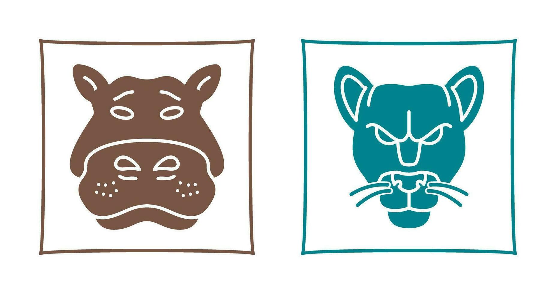 Panther an d Hippo Icon vector