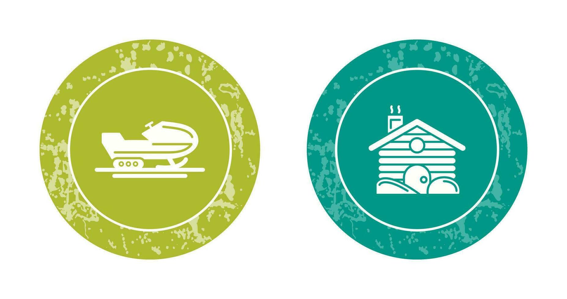 Snowmobile and Cabin Icon vector