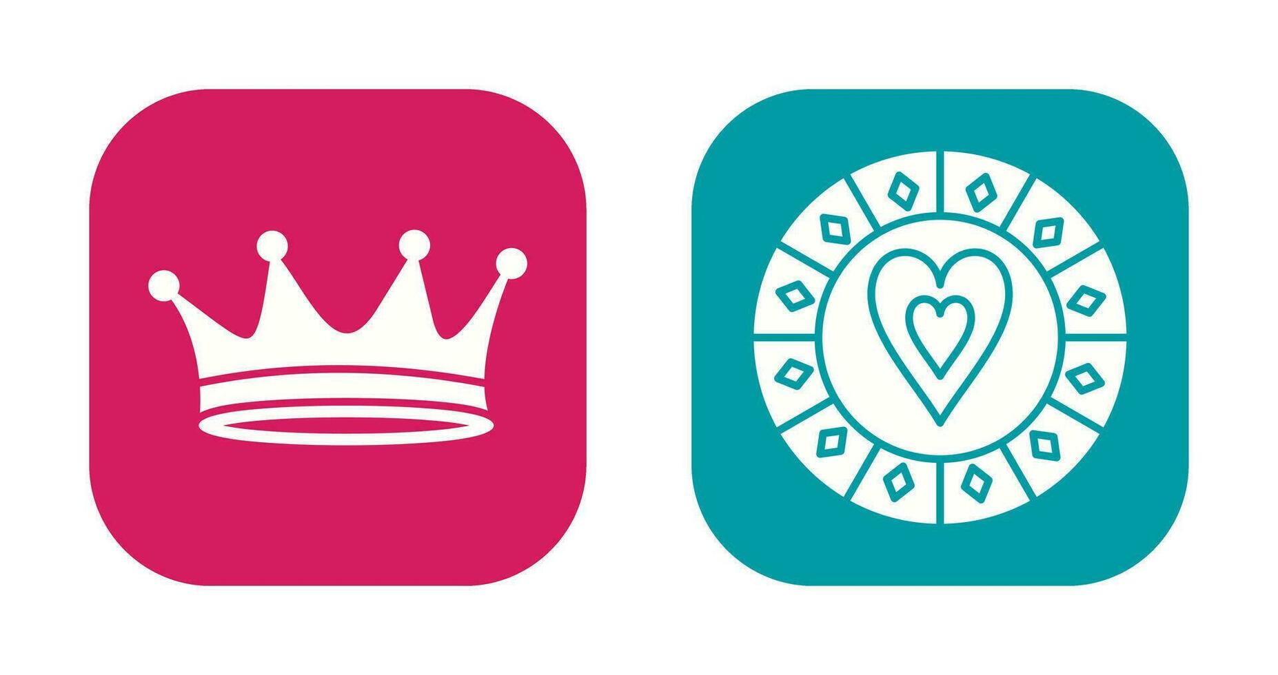 king crown and heart chip Icon vector