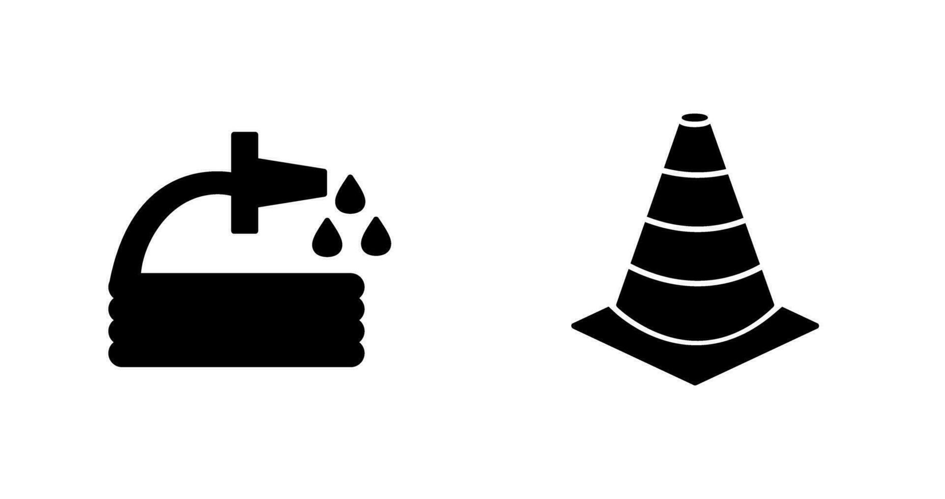 agua manguera y cono icono vector