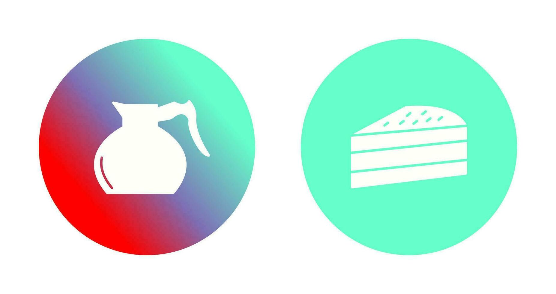 cake slice and coffee pot  Icon vector