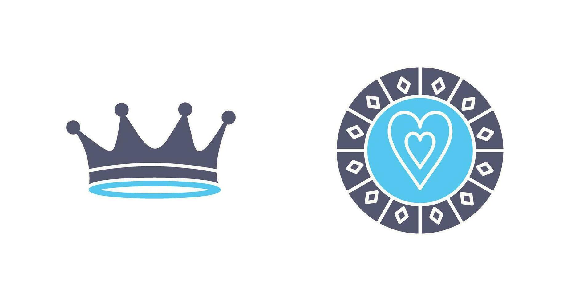king crown and heart chip Icon vector