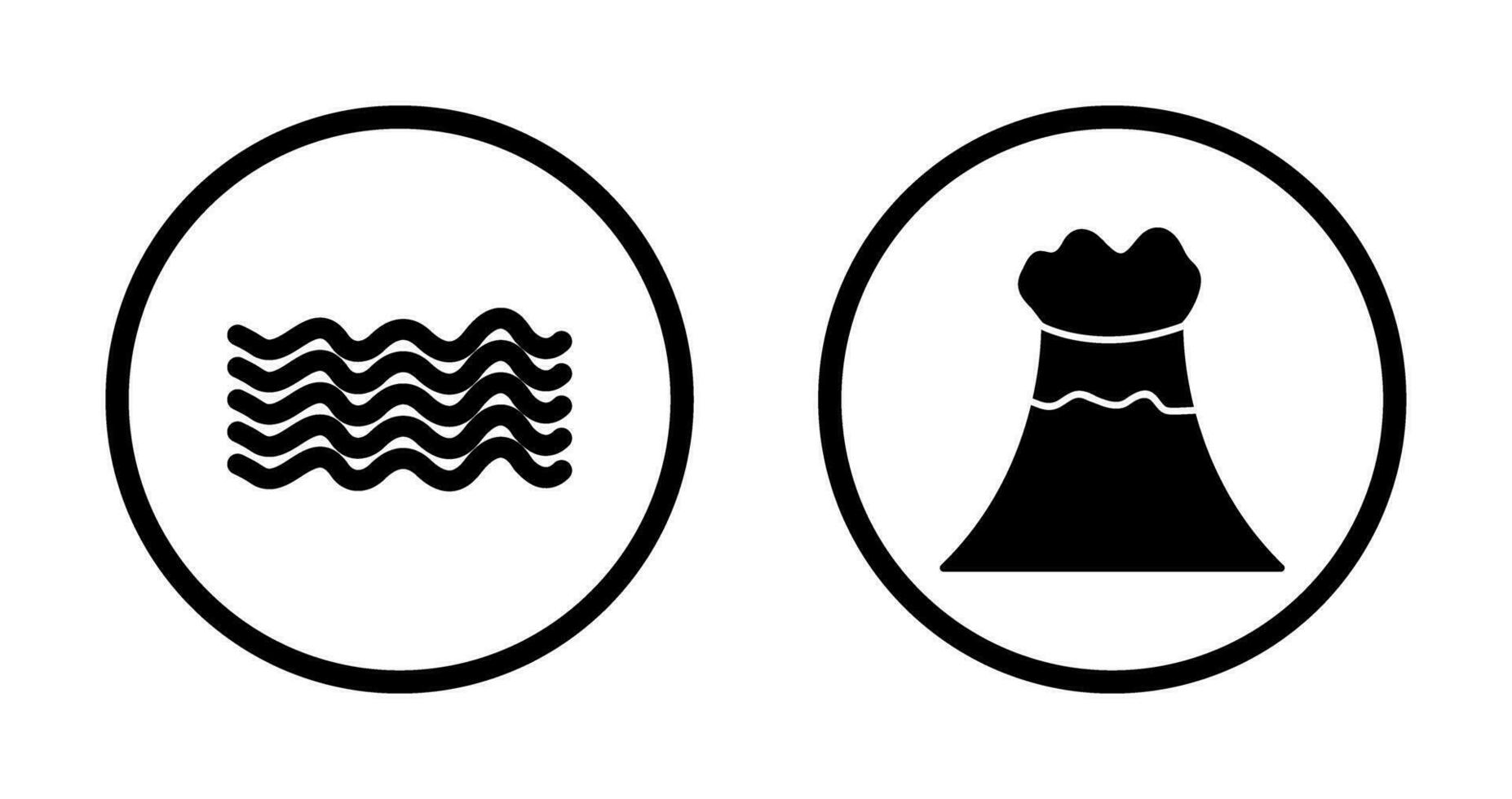 magnético olas y volcán icono vector