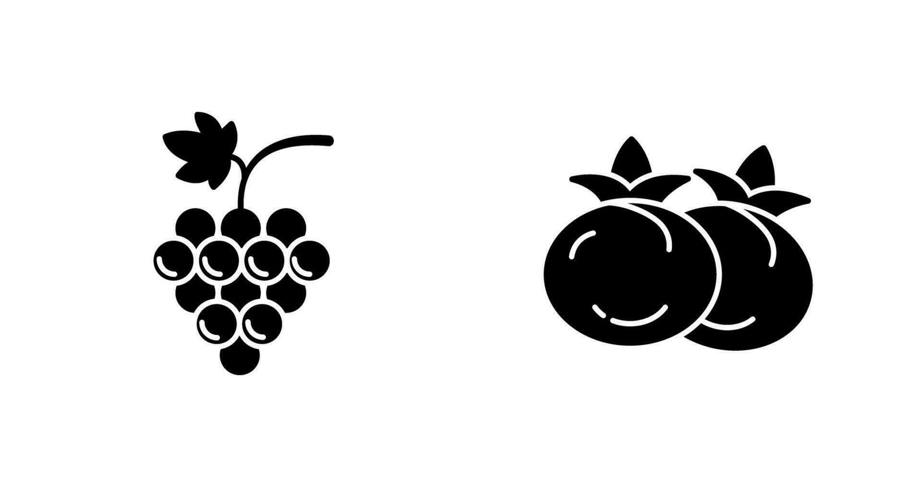 uvas y tomate icono vector