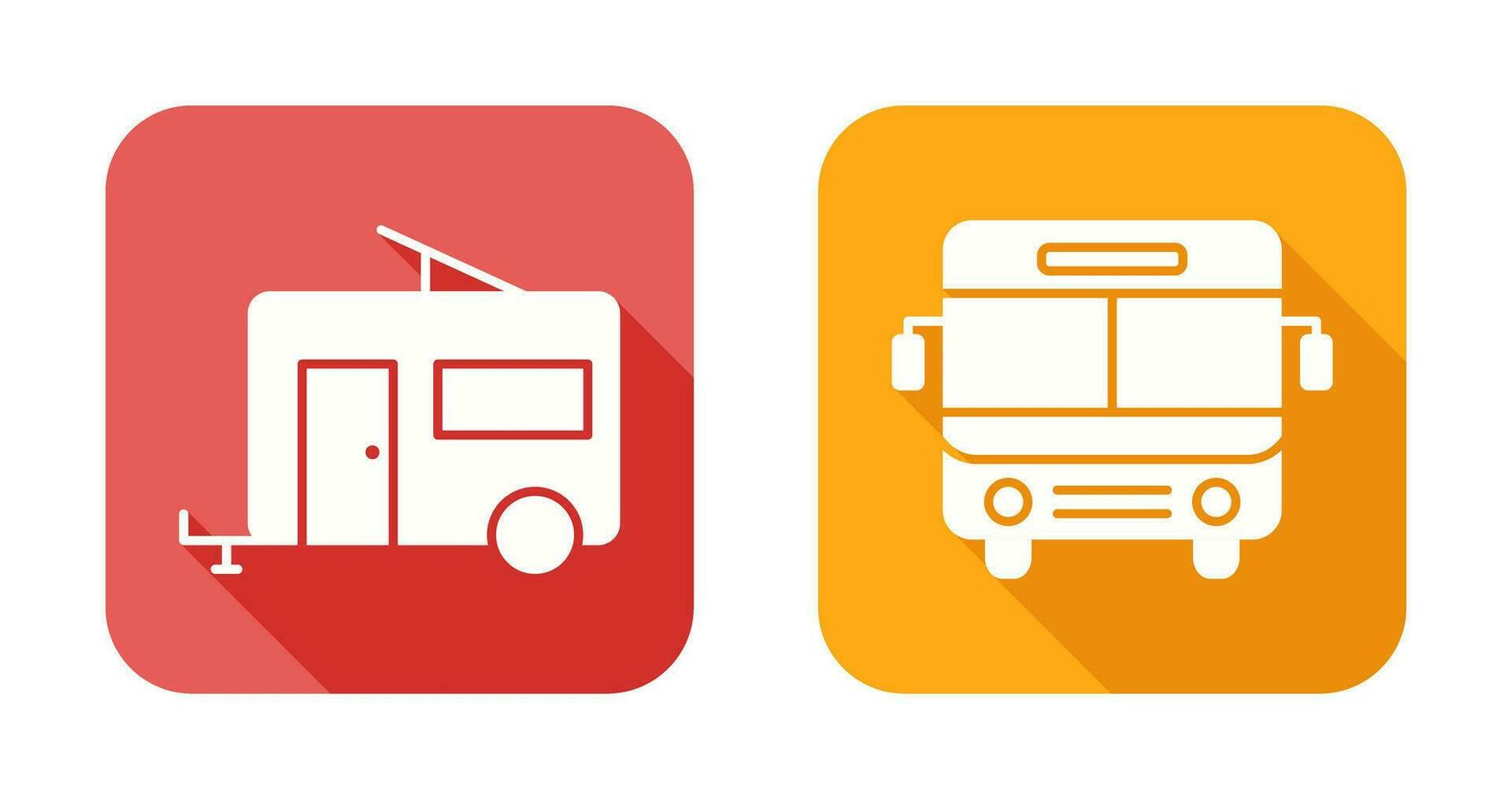 autobús y remolque icono vector