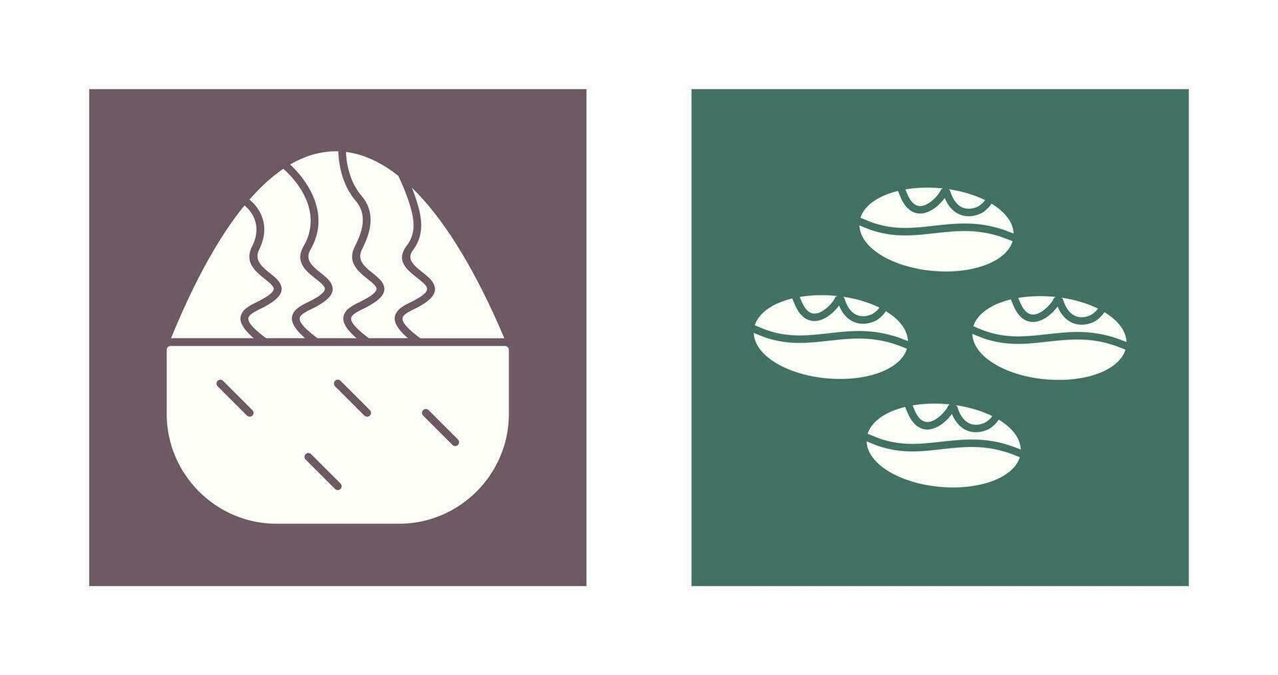 cream muffin and coffee beans  Icon vector