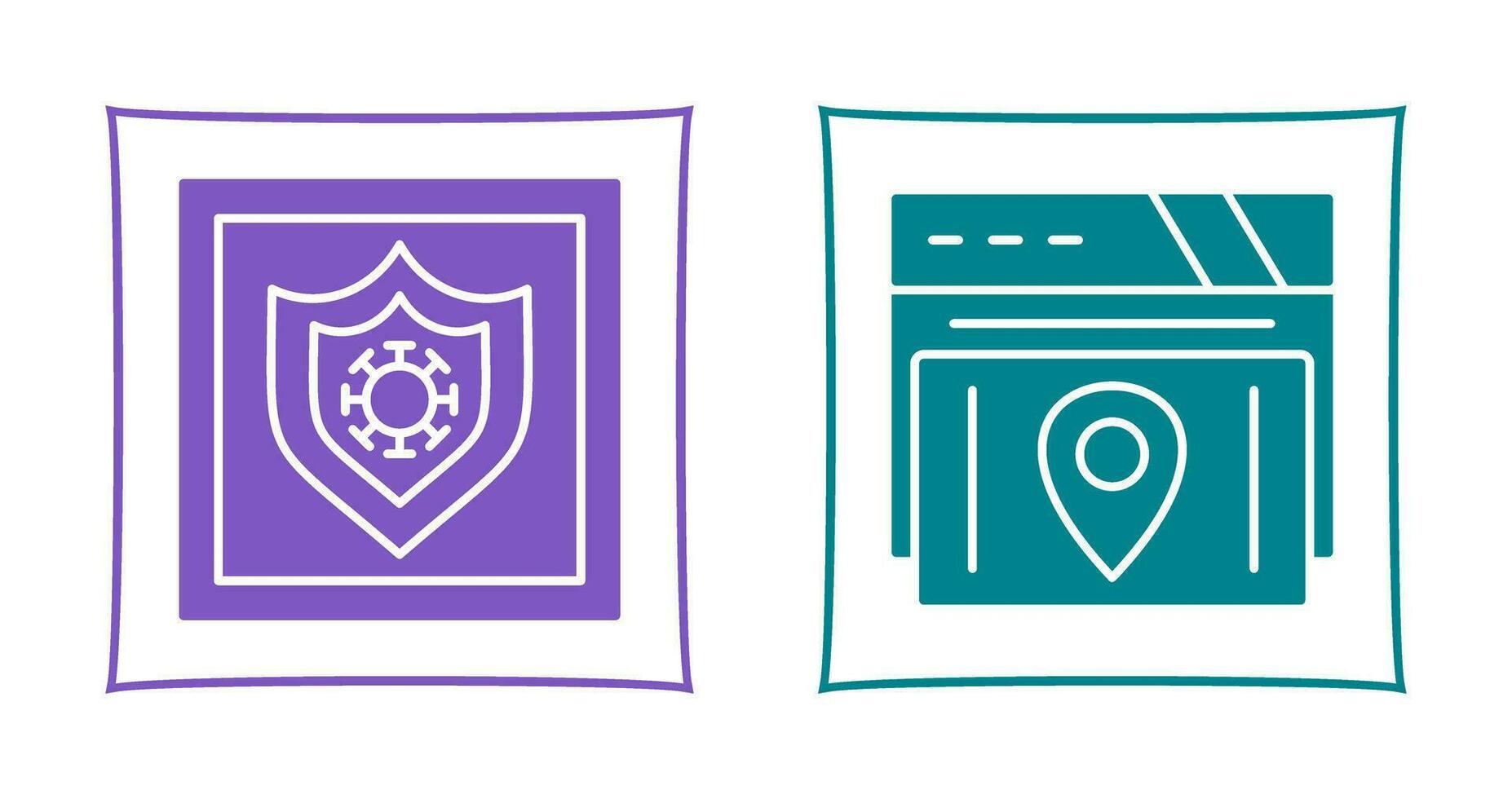 Shield and Map Location Icon vector