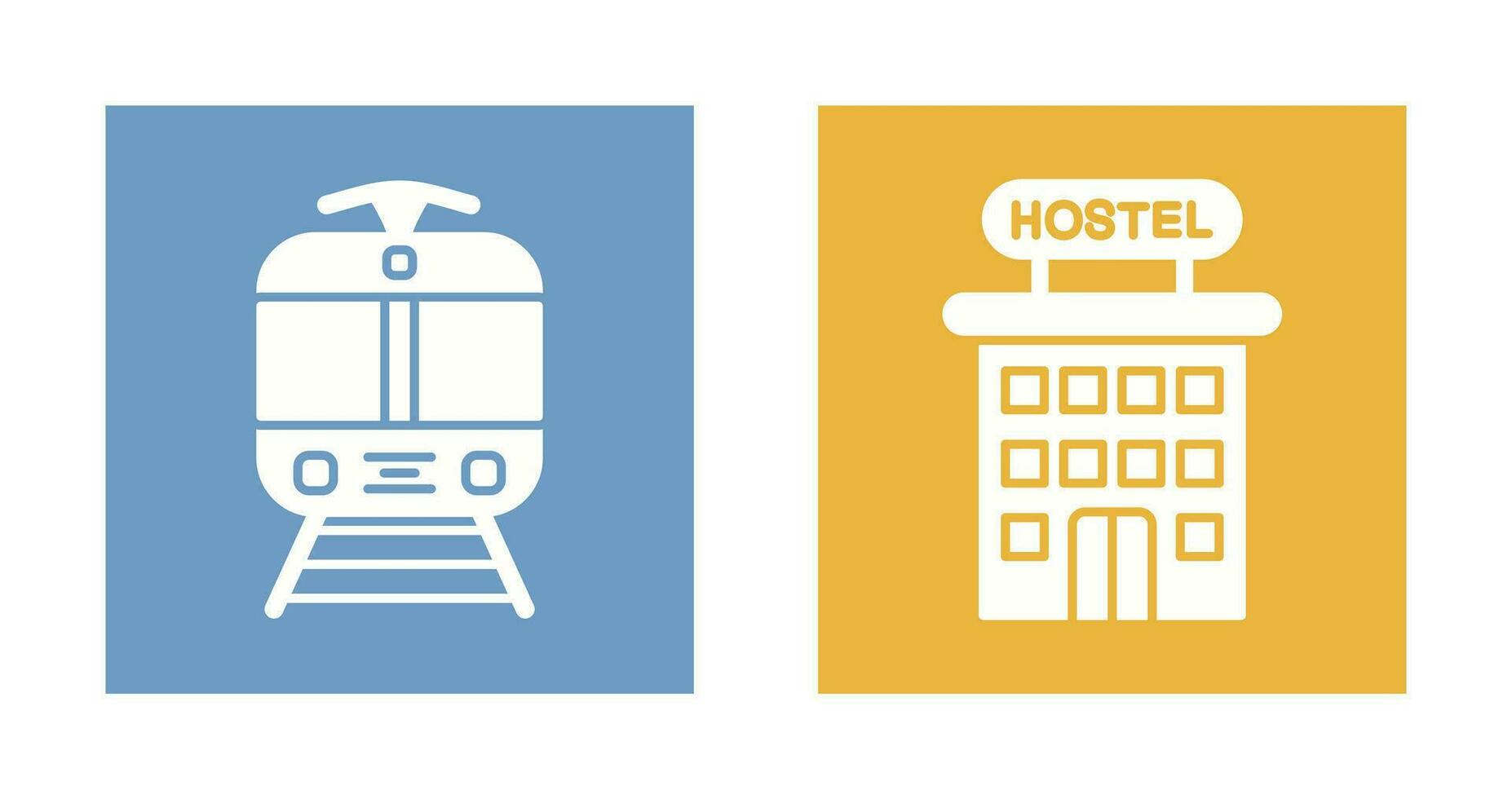 Tram and Hostel Icon vector