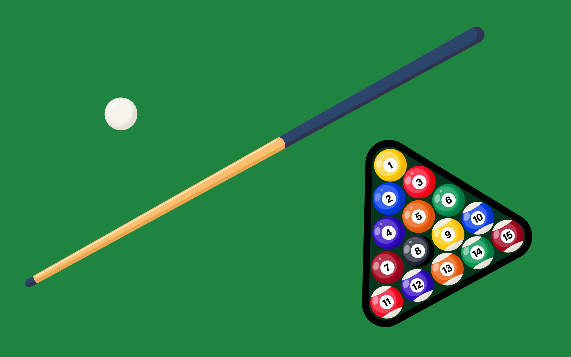 Billiard balls and cue ball with cue sticks crossed on green background  Stock Vector by ©jo@raintreestudio.com 193563118