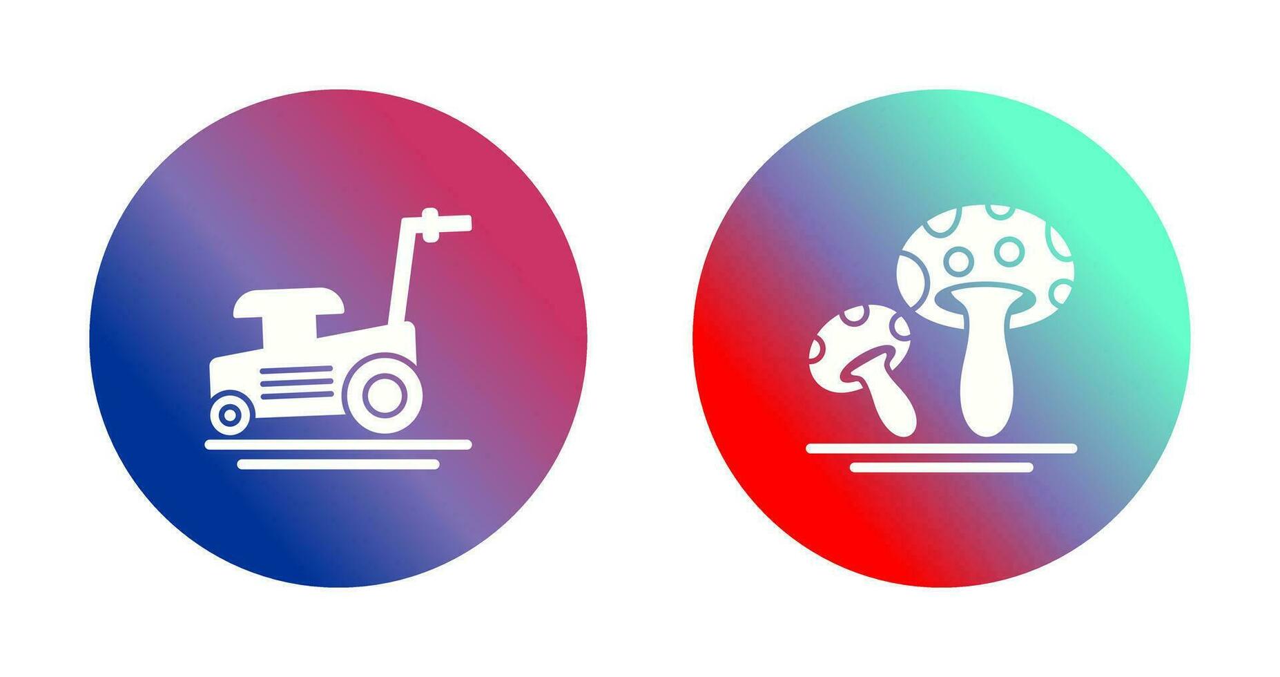 Lawn Mower and Mushroom Icon vector